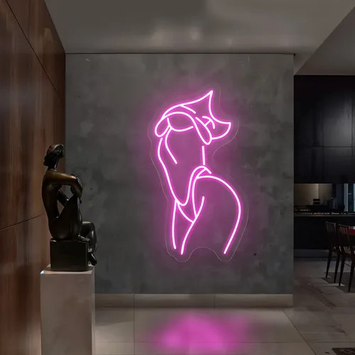 Body Outline Side Pose Neon Sign - Custom Socks Now