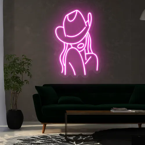 Mini Cowgirl Neon Sign - Custom Socks Now