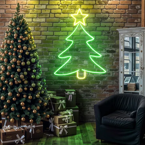 Mini Christmas Tree Neon Sign - Custom Socks Now
