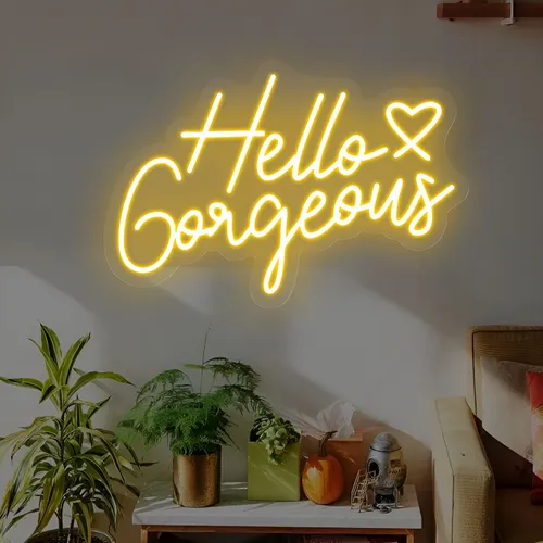 Hello Gorgeous Neon Sign - Custom Socks Now