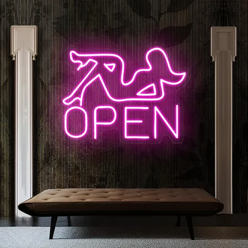 Open With Pin-Up Neon Sign - Custom Socks Now