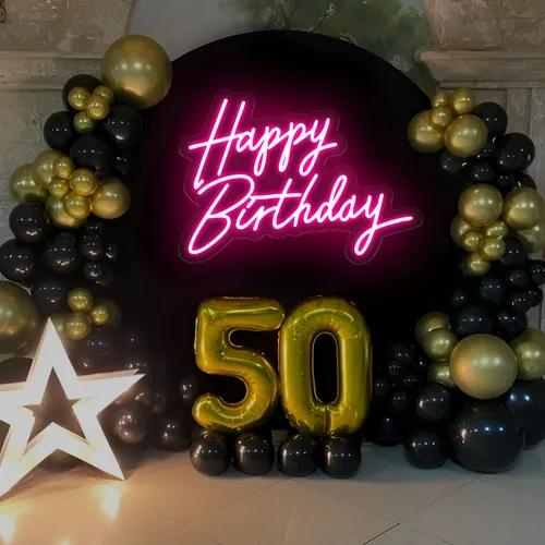 Happy Birthday Neon Sign - Custom Socks Now
