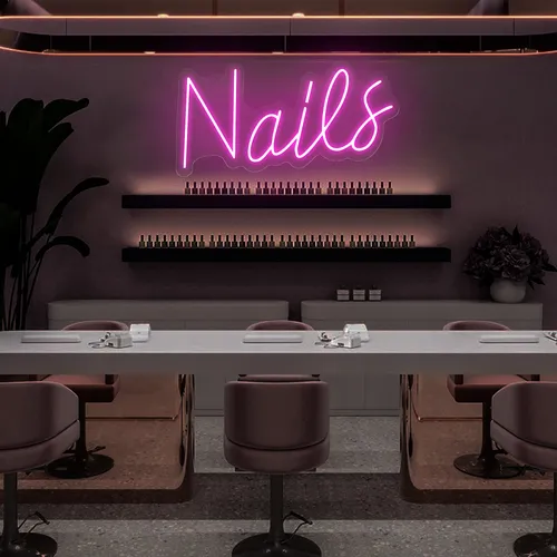 Nails Script Neon Sign - Custom Socks Now