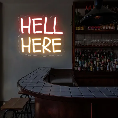 Hell Here Neon Signs - Custom Socks Now