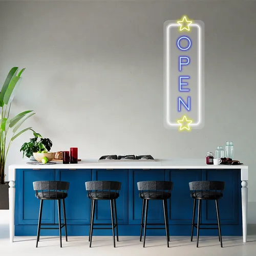 Custom Vertical Neon Open Signs - Custom Socks Now