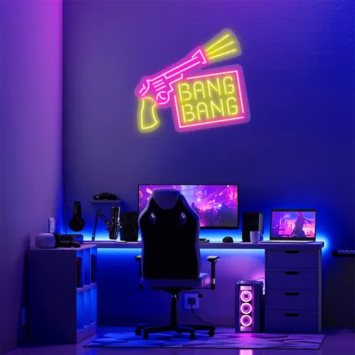 Custom Gun Neon Signs - Custom Socks Now
