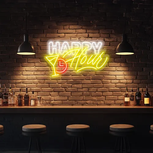 Custom Happy Hour Neon Signs - Custom Socks Now