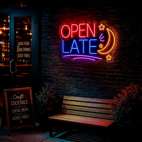 Custom Open Late Neon Signs - Custom Socks Now