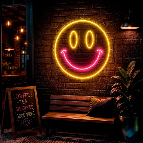 Custom Smiley Face Neon Signs - Custom Socks Now