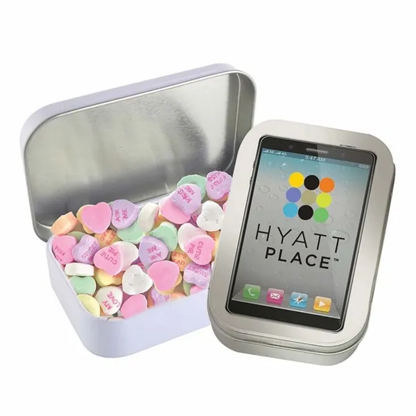 Rectangular Tin - Imprinted Conversation Hearts - Custom Socks Now