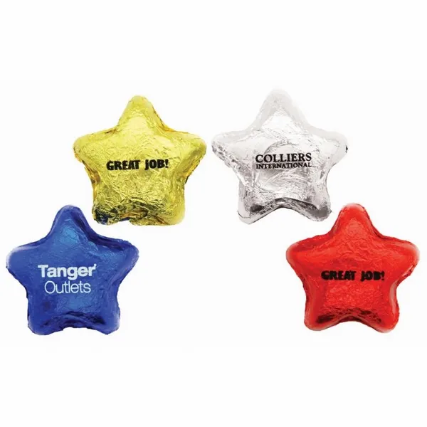 Imprinted Chocolate Foiled Stars - Custom Socks Now