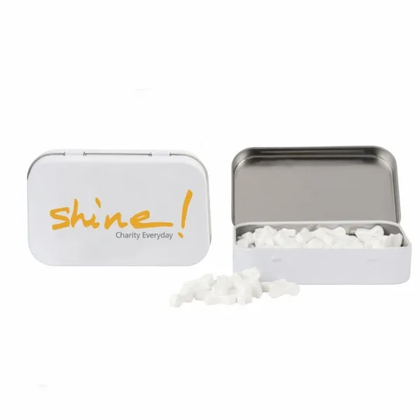 Rectangular Tin with Ribbon Shaped Mints - Custom Socks Now