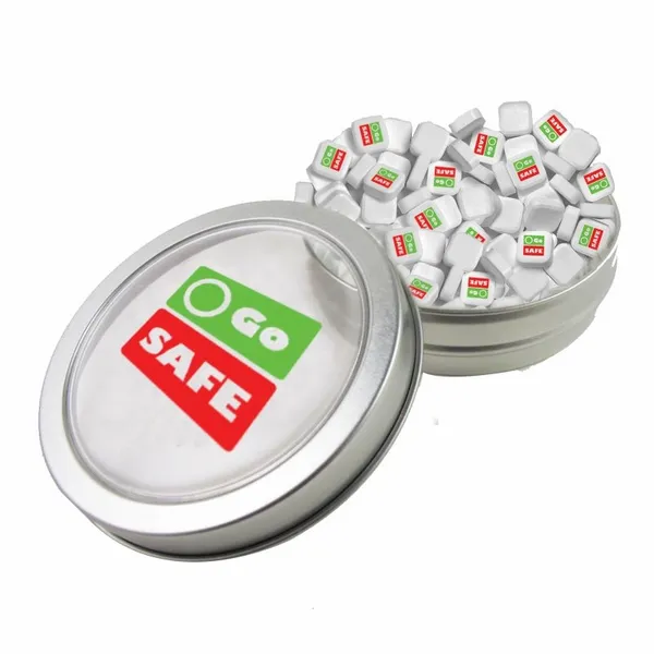 Small Top View Tin - Imprinted Square Mints - Custom Socks Now