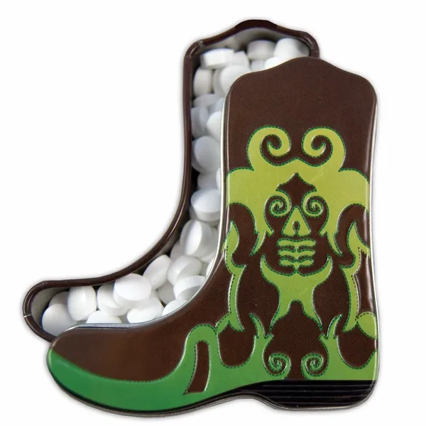 Green Cowboy Boot-Shaped Mint Tin - Custom Socks Now