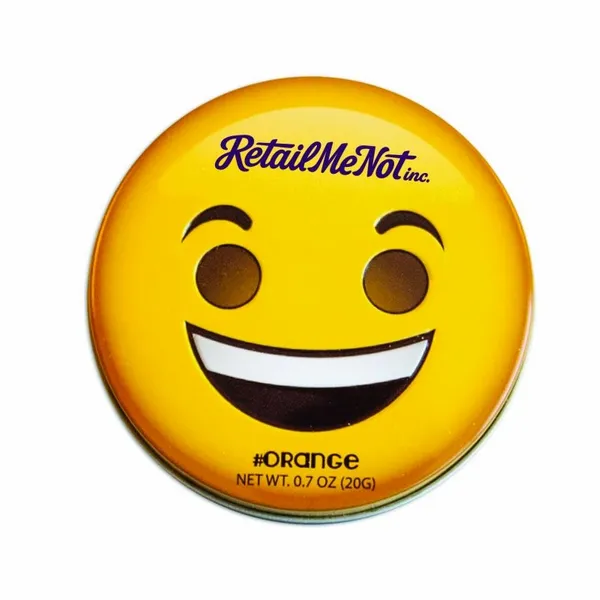 Smiley Face Emojy Tin with Orange Mints - Custom Socks Now