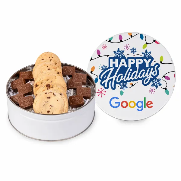 Molded Chocolate and Chocolate Chip Cookie Tin I - Custom Socks Now