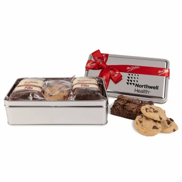 Mrs. Fields® Double Fudge Brownie and Cookie Tin - Custom Socks Now