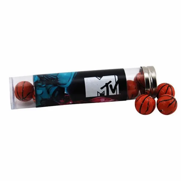 Tube with Chocolate Basketballs 6" tube - Custom Socks Now