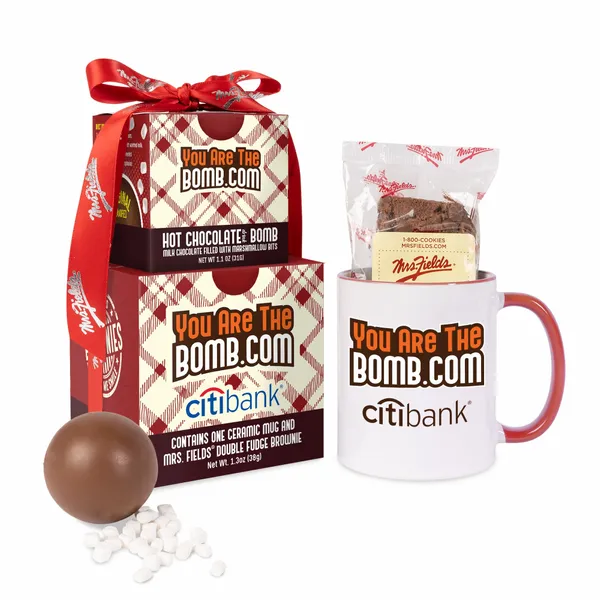 Mrs. Fields Mug, Brownie, Hot Chocolate Bomb Gift Set - Custom Socks Now