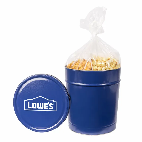 Three and a Half Gallon Popcorn Tin - Trio Popcorn - Custom Socks Now