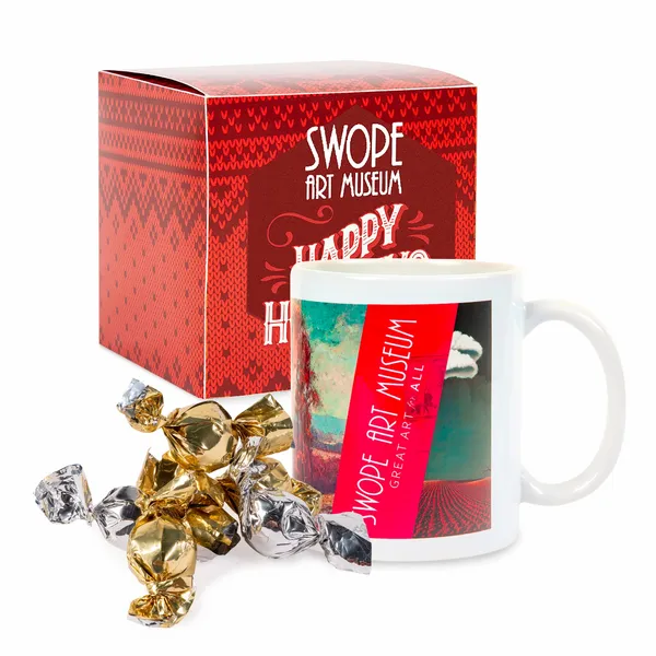 Warm Holiday Wishes Full Color Mug with Truffles in Gift Box - Custom Socks Now