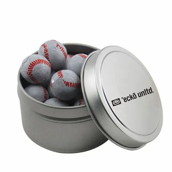 Round Tin with Chocolate Baseballs - SBF3100 - Custom Socks Now