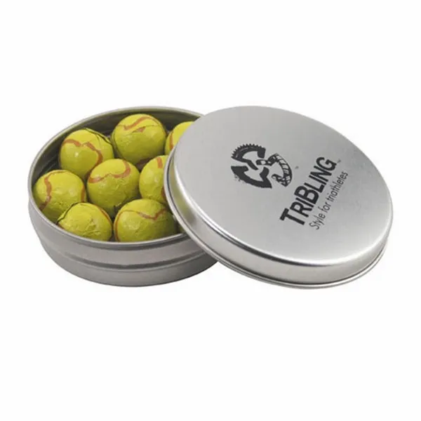 Round Tin with Chocolate Tennis Balls - SBF2900 - Custom Socks Now