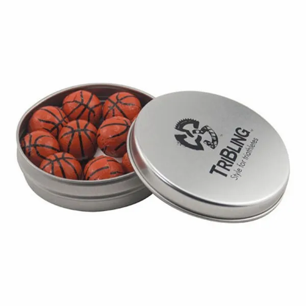 Round Tin with Chocolate Basketballs - SBF2900 - Custom Socks Now
