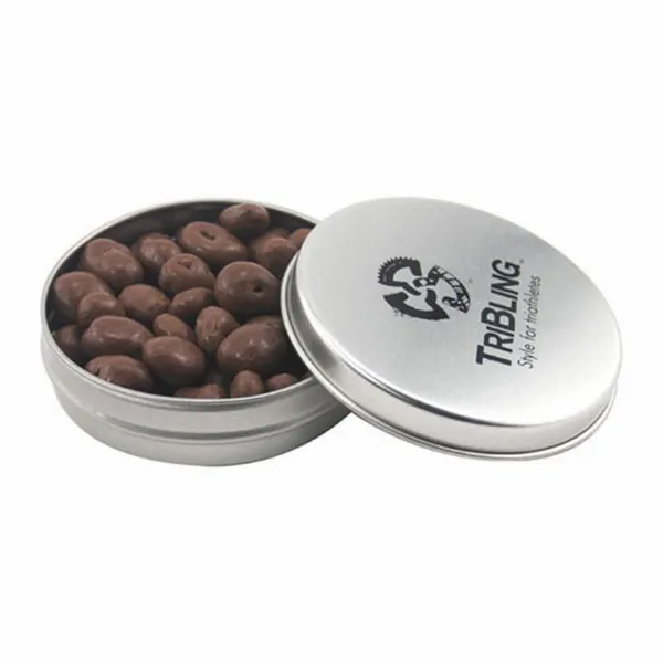 Round Tin with Chocolate Raisins - SBF2900 - Custom Socks Now