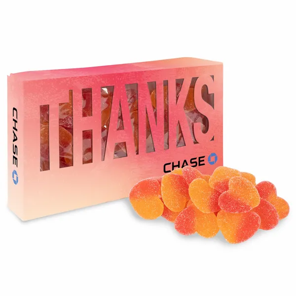 Thanks Die Cut Box with Sour Peachy Hearts - Custom Socks Now