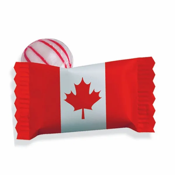 Individual Canadian Peppermint Stock Wrapped Candy - Custom Socks Now