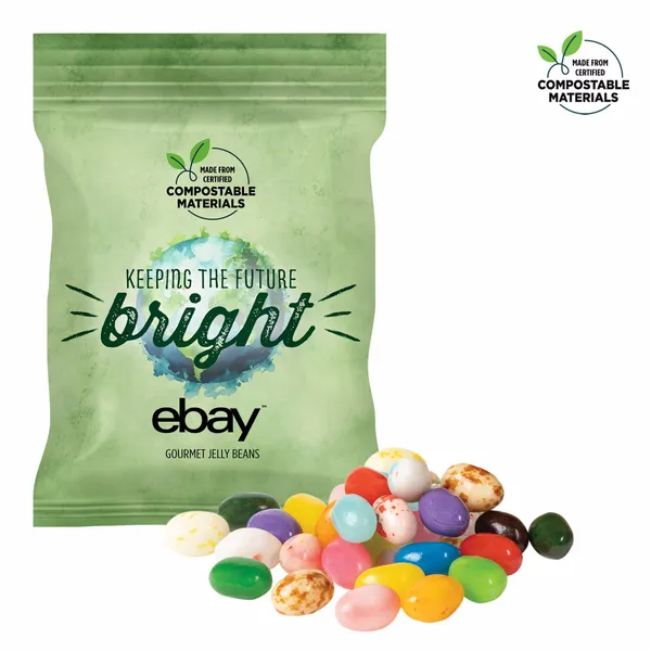 2oz. ECO-Digibag, Compostable & Full Color, Gourmet Jelly Beans - Custom Socks Now
