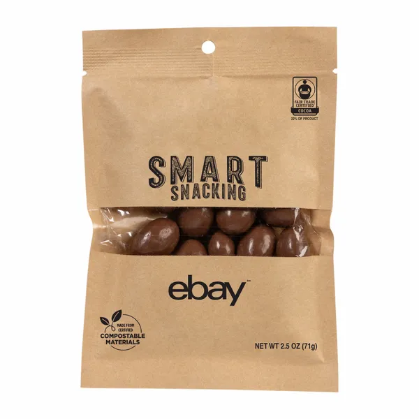 FairTrade Milk Chocolate Almonds in Compostable Kraft Pouch - Custom Socks Now
