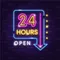 24 Hours Open Neon Sign - Custom Socks Now