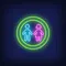Boy & Girl Silhouettes Circle Neon Sign - Custom Socks Now