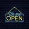 We Are Open Blue and Yellow Neon Sign - Custom Socks Now