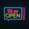 We Are Open Neon Sign - Custom Socks Now
