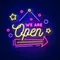 We Are Open Hanging Neon Sign - Custom Socks Now
