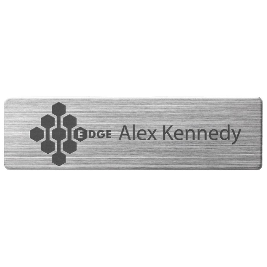Engraved Metal Name Badges - Custom Socks Now