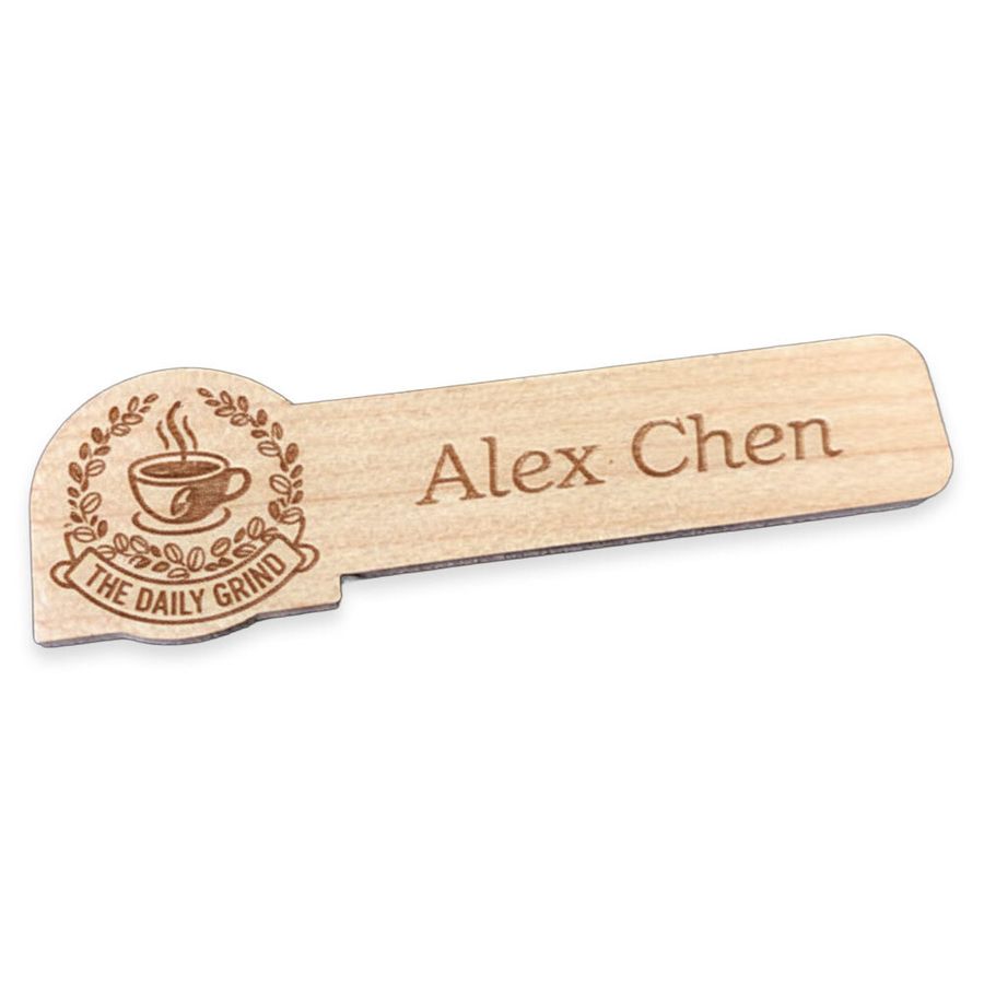 Wooden Name Badges - Custom Socks Now