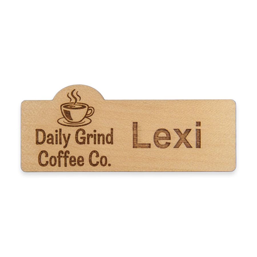 Wooden Name Badges - Custom Socks Now