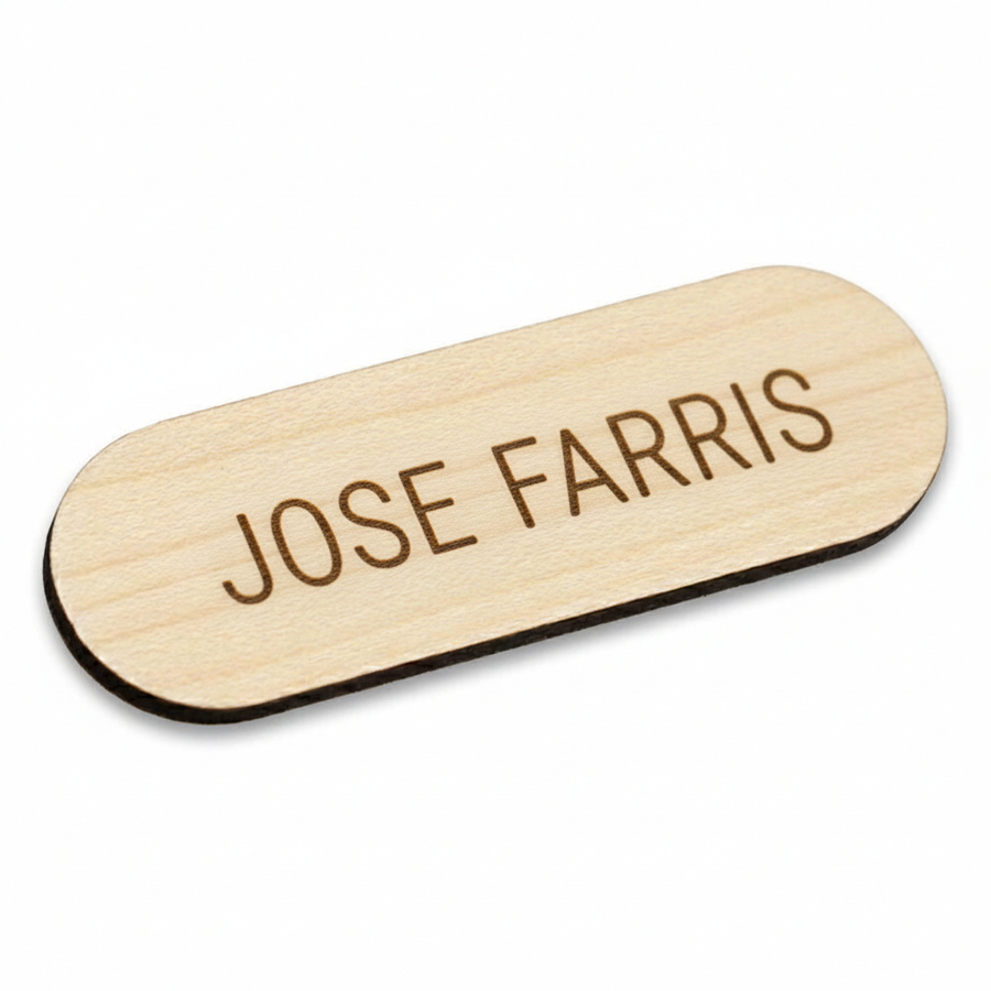 Wooden Name Badges - Custom Socks Now