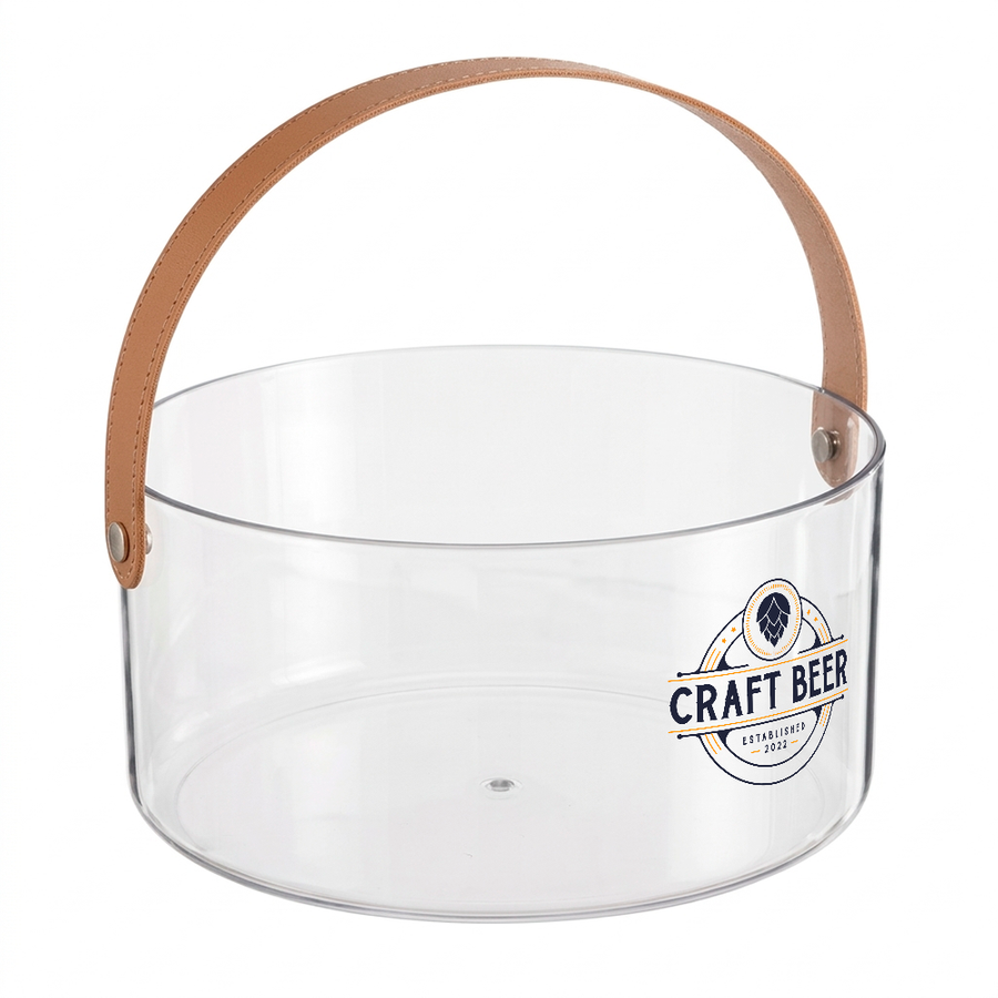 Leather-Strap Clear Drink Buckets - Custom Socks Now