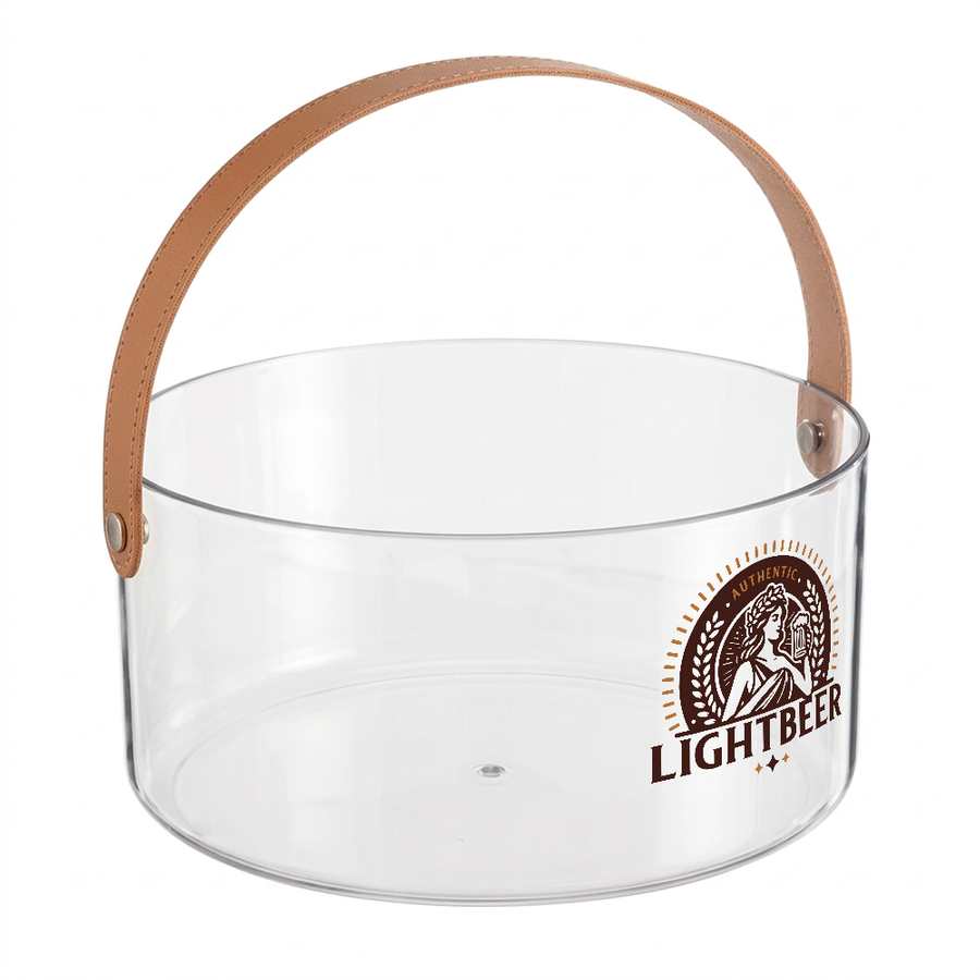 Leather-Strap Clear Drink Buckets - Custom Socks Now
