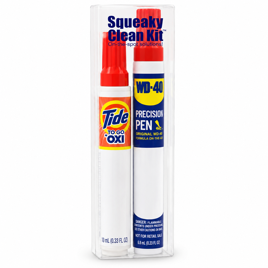 Squeaky Clean Kit - WD-40® Precision Pens and Tide® to Go + Oxi Travel Kits - Custom Socks Now