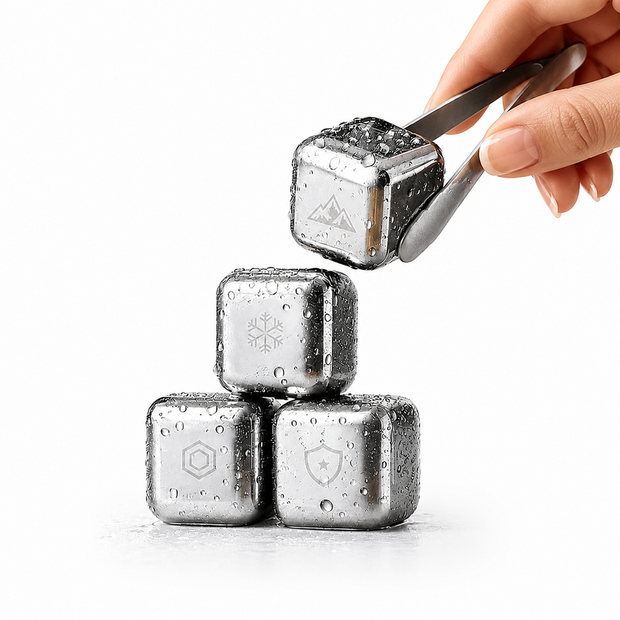 Silver Stainless Steel Ice Cubes - Custom Socks Now