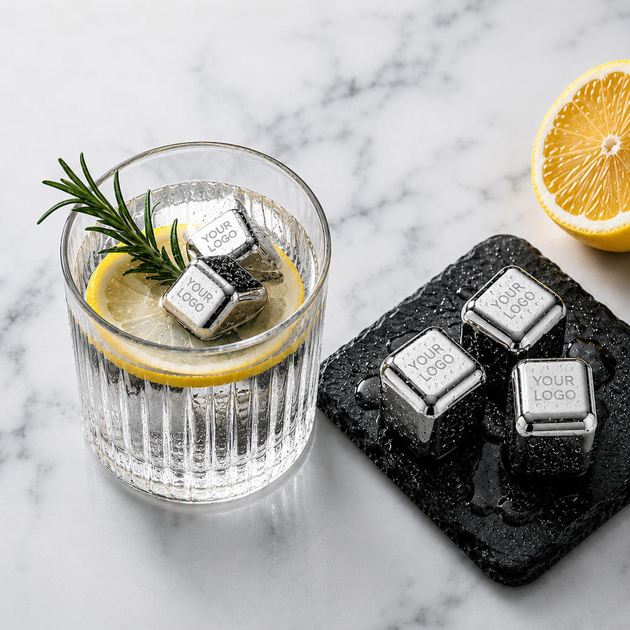Silver Stainless Steel Ice Cubes - Custom Socks Now