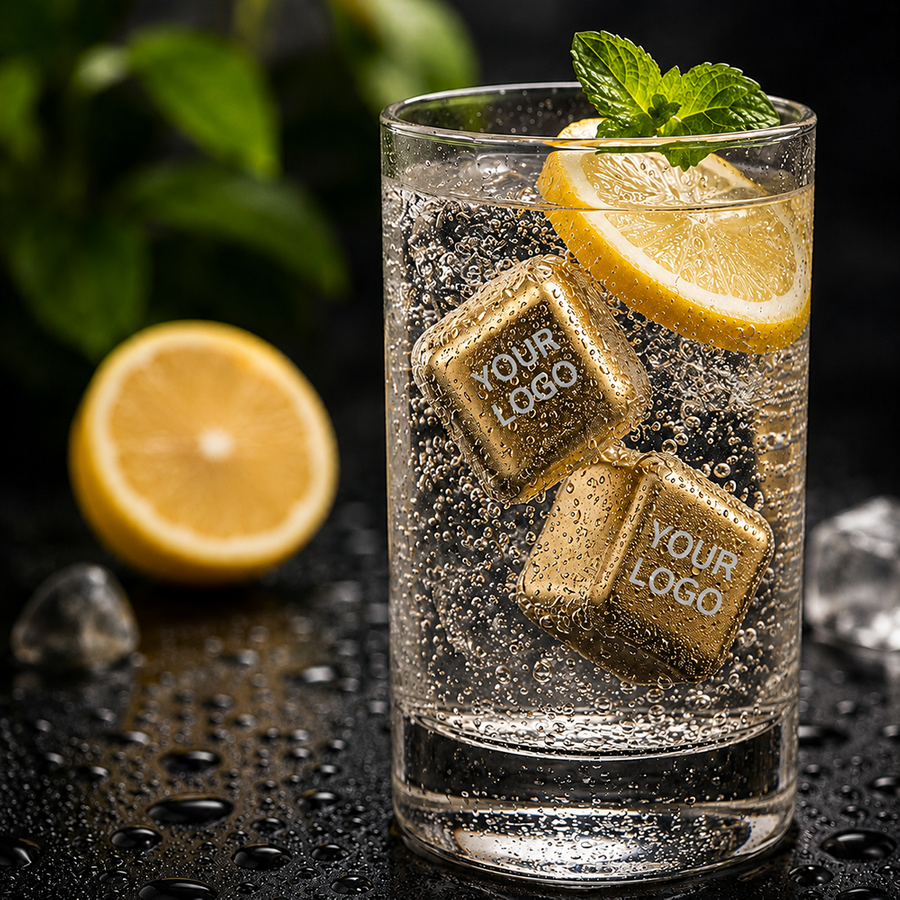 Gold Stainless Steel Ice Cubes - Custom Socks Now