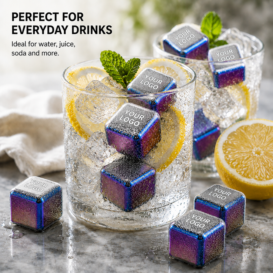 Rainbow Stainless Steel Ice Cubes - Custom Socks Now