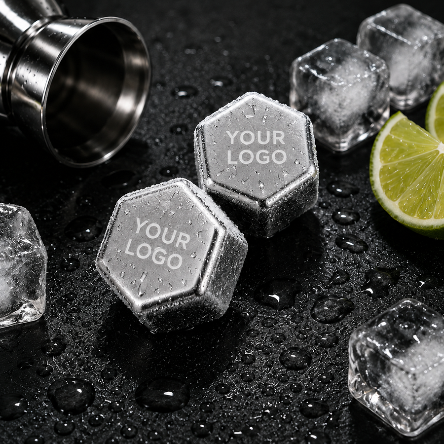 Hexagon Stainless Steel Ice Cubes - Custom Socks Now